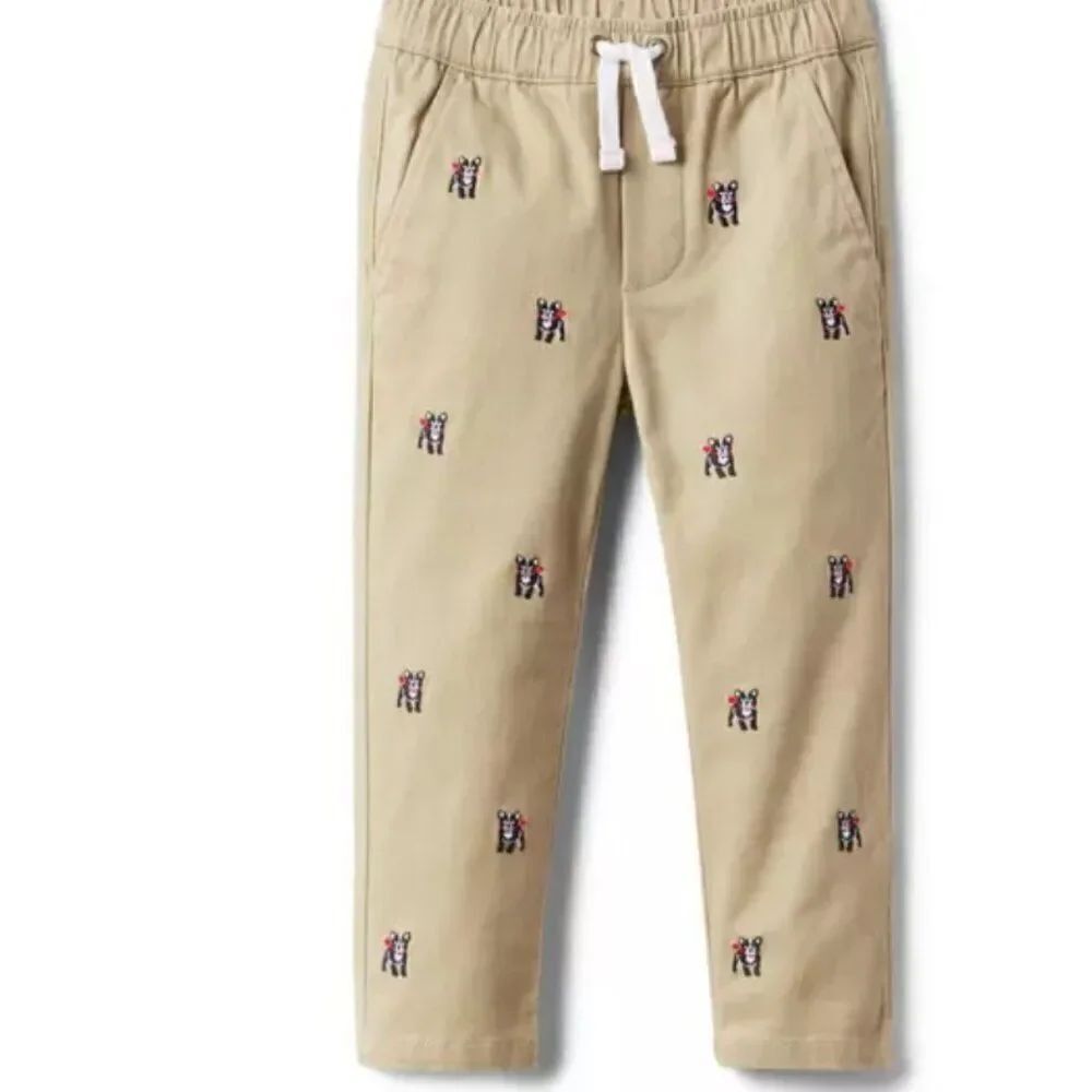 Janie and Jack 100048047 The Embroidered French Bulldog Pant NWT size 12-18 m